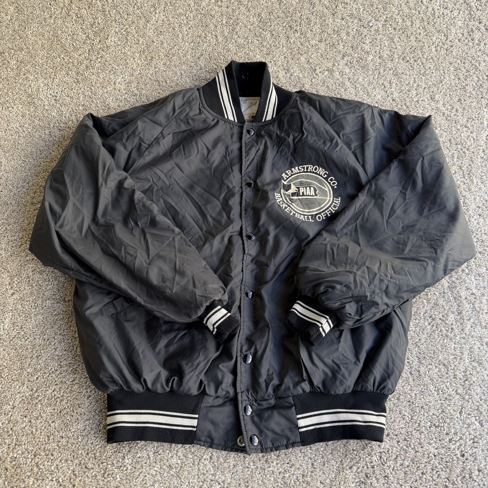 Vintage The Standard Pennant Co Jacket Mens Large Black Varsity PIAA Basketball